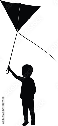 silhouette of a person holding kite string 