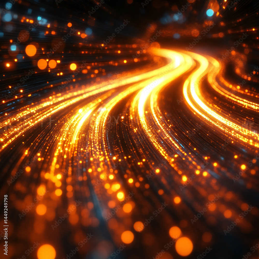 Fototapeta premium Glowing abstract lines moving in different directions with a light burst