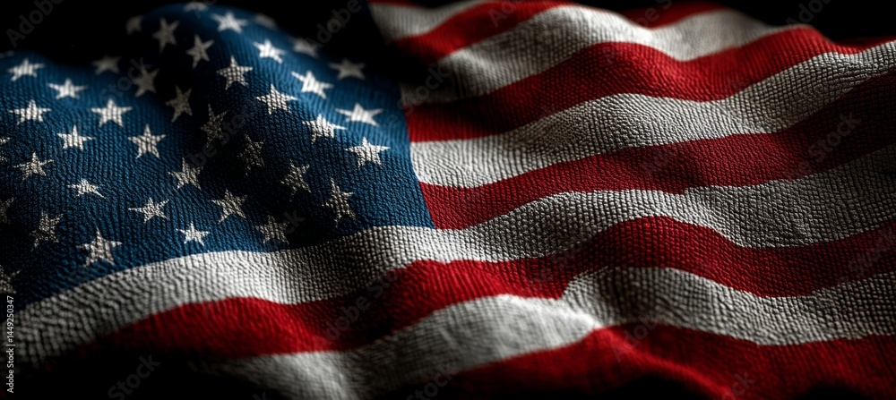 Wavy America flag. 4th of July or America independence day. Generative AI technology.