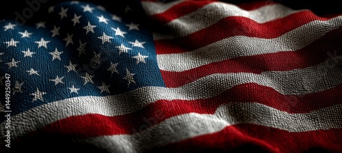 Obraz na płótnie Wavy America flag. 4th of July or America independence day. Generative AI technology.
w salonie