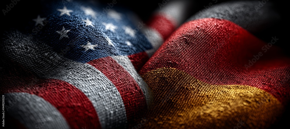 America and German flag. Generative AI technology.