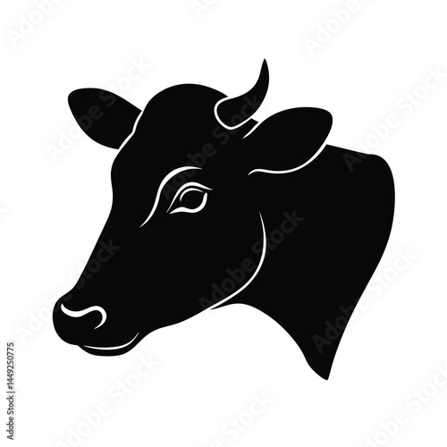 Cow Head Silhouette Side View Illustration
