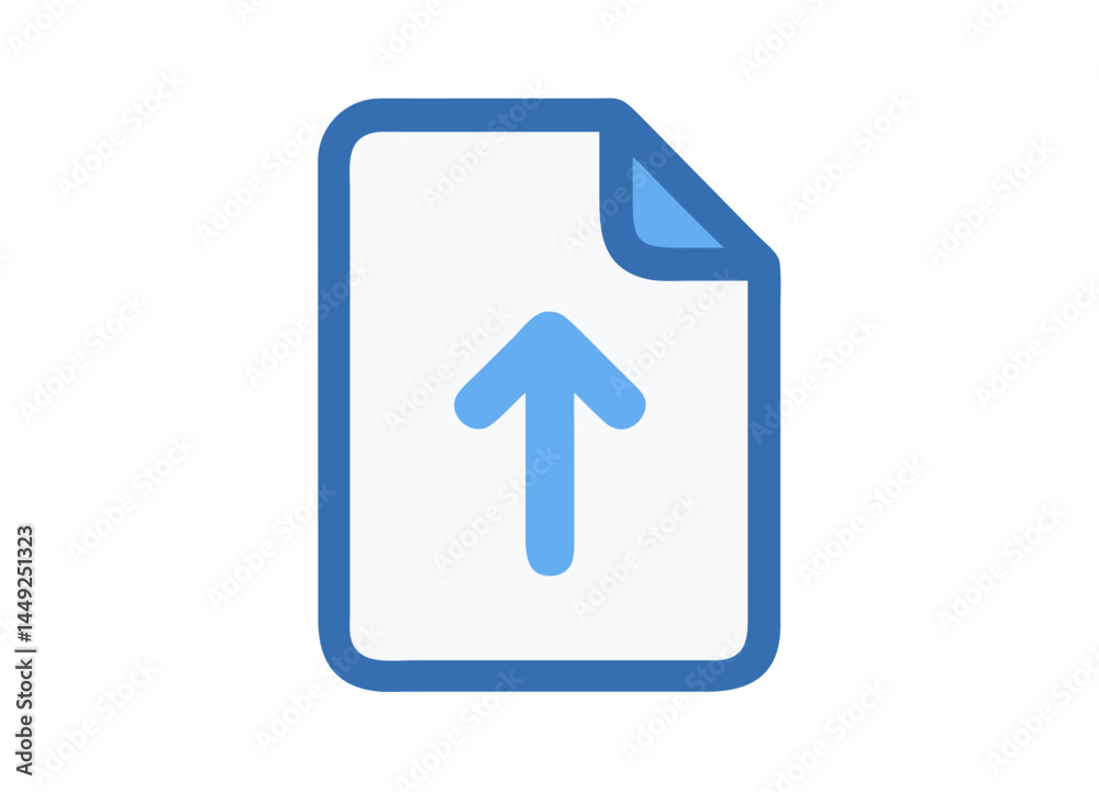 Vector Illustration of a Blue Document Icon with Light Blue Upward Arrow Symbolizing File Upload Feature in Digital Interfaces Vector Illustration of a Blue Document Icon with Light Blue Upward Arrow Symbolizing File Upload Feature in Digital Interfaces