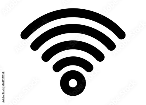 Vector Illustration of a Wi-Fi Symbol with Curved Signal Waves and Circular Dot – Wireless Internet Connectivity Icon