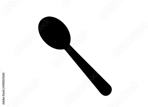 Minimalist Vector Silhouette of a Spoon - Rounded Bowl and Straight Handle Design for Utensil Illustration
