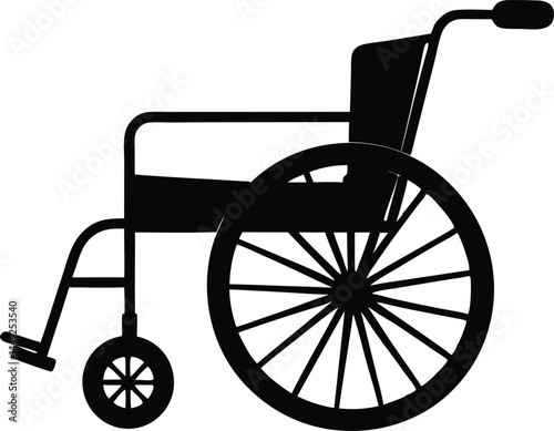 Classic wheelchair silhouette vector, Wheel chair icon symbol 