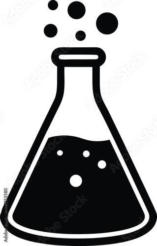 vector beaker with bubbling liquid on white background 
