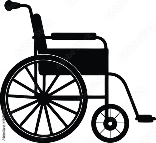 Wheelchair silhouette vector, wheel chair icon symbol vector