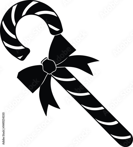 vector candy cane with bow on white background 