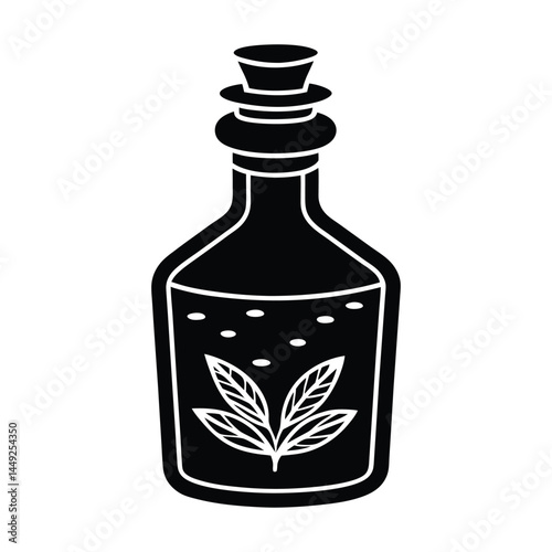Simple herbal bottle icon on white background