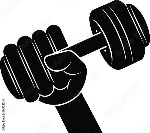 vector dumbbell with hand grip on white background.eps