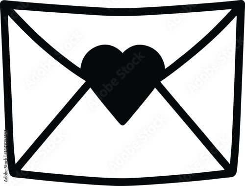 vector envelope with heart sticker on white 