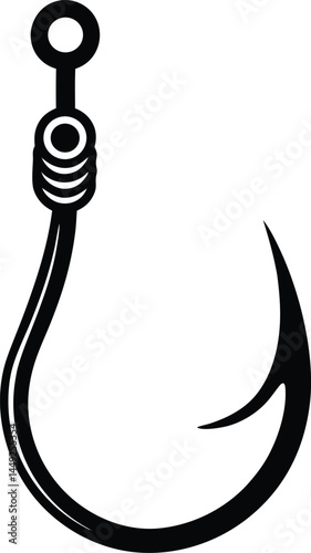 vector fishing hook with worm on white background  