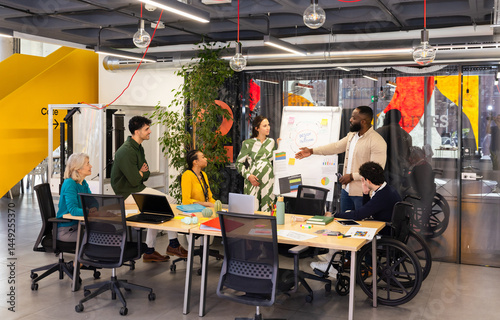 Diverse Team Engaging in Creative Office Meeting