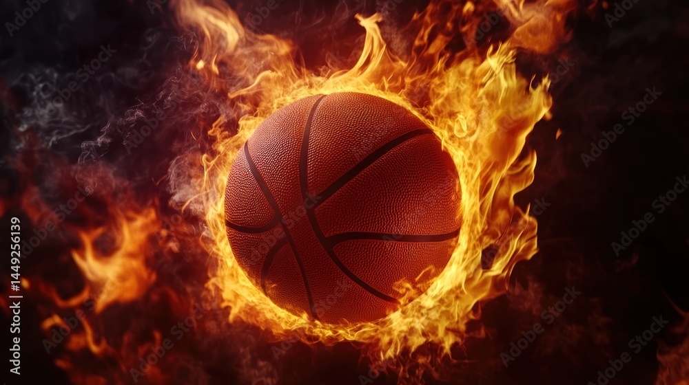Fototapeta premium Fiery basketball in flames