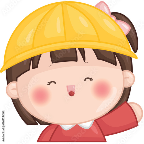 a vector of a cute girl with kindergarten hat