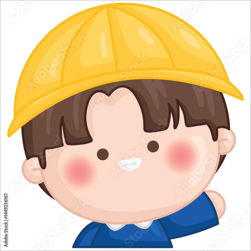 a vector of a cute boy with kindergarten hat