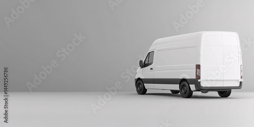 A clean white van mockup against a simple grey background,