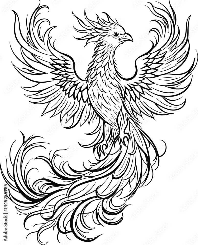 Fototapeta premium Detailed Phoenix Illustration