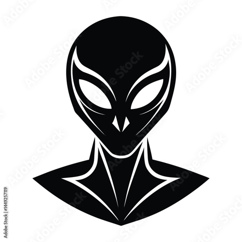Alien Face Icon Silhouette on white background