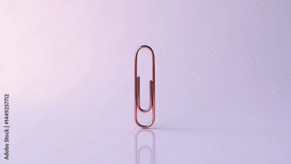 A sleek rose gold paper clip standing upright against a soft gradient background, symbolizing organization and minimalism A sleek rose gold paper clip standing upright against a soft gradient background, symbolizing organization and minimalism