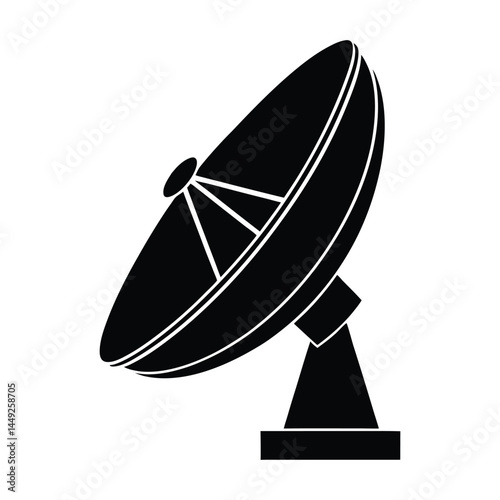 Satellite dish with radar pulse on white background
