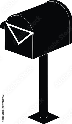 vector mailbox with envelope sticking out on white