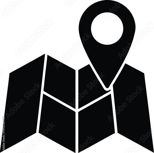 vector map pin with folded map on white background.eps