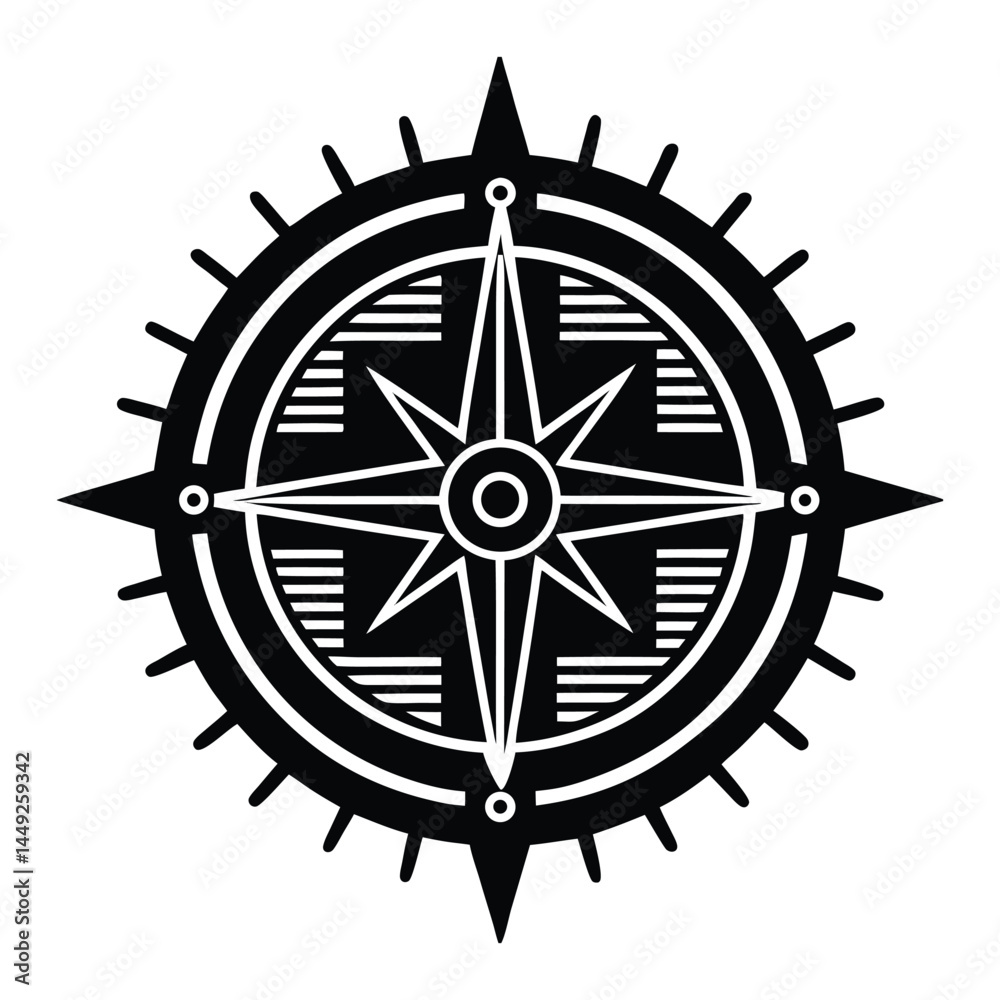 Obraz premium Tech compass with microchip needle on white background
