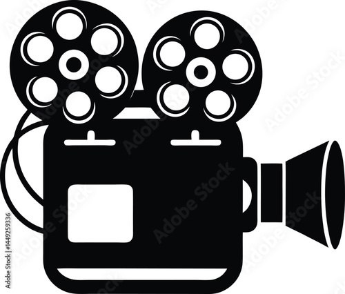 vector old film camera with reel on white 