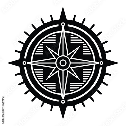 Tech compass with microchip needle on white background
