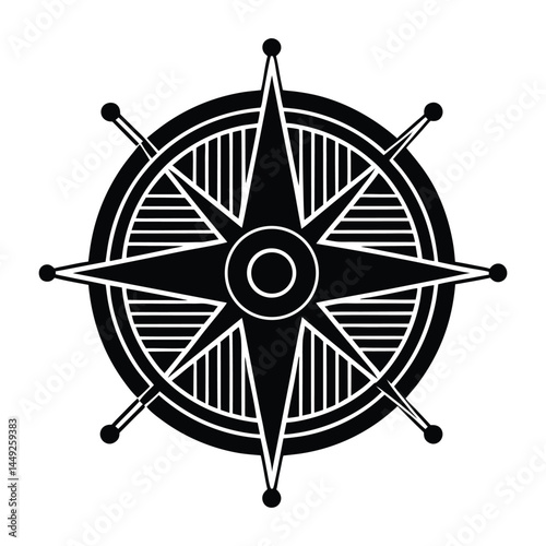Tech compass with microchip needle on white background