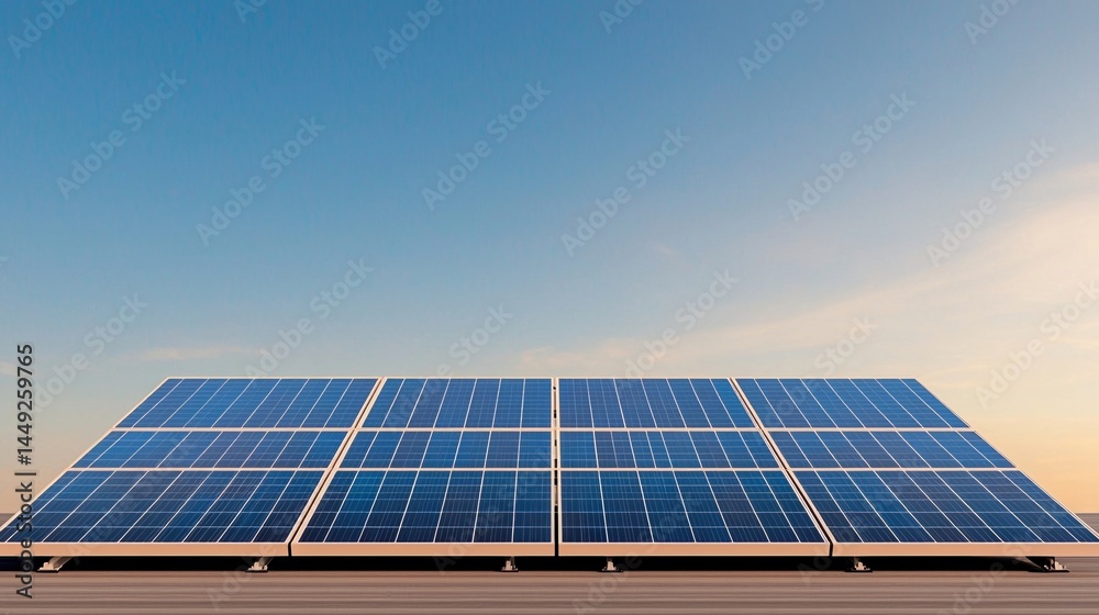 Solar panels mounted on a rooftop under a clear sky, generating renewable energy from sunlight. Solar panels mounted on a rooftop under a clear sky, generating renewable energy from sunlight.