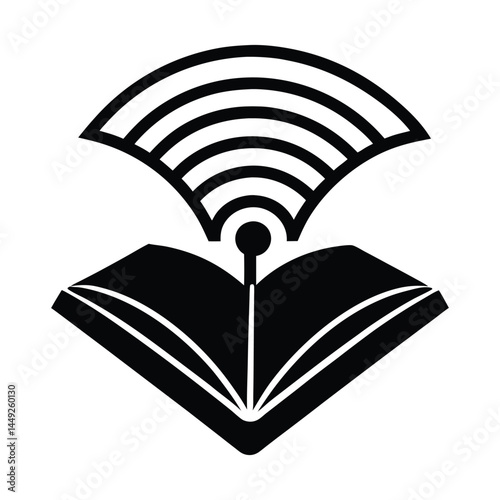 Wireless signal coming out of a book on white background