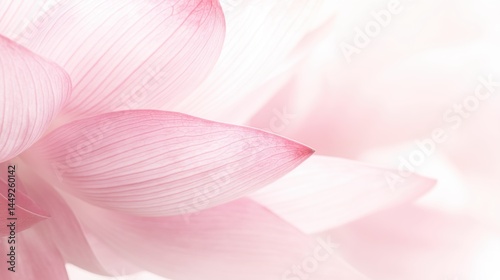 Close-up of a delicate pink lotus flower with soft, overlapping petals