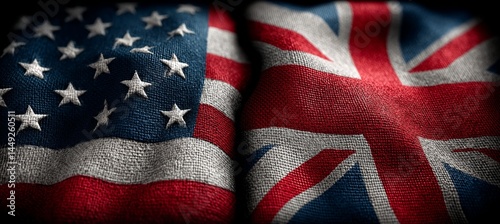 Obraz na płótnie America and UK flag. Import export trading market. Politic diplomacy agreement. Generative AI technology. w salonie