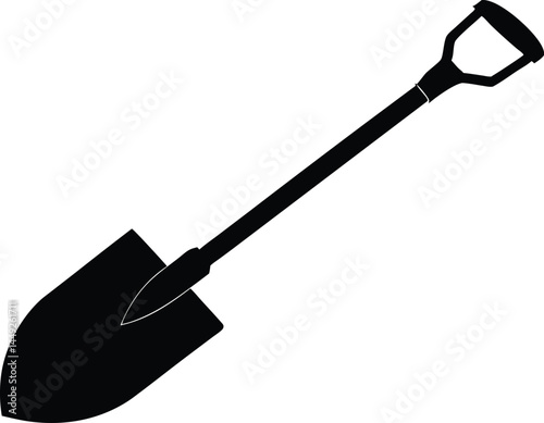 Shovel icon vector, Silhouette of a shovel tool, Garden shovel silhouette vector