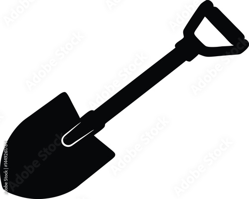 Shovel icon vector, Silhouette of a shovel tool, Garden shovel silhouette vector