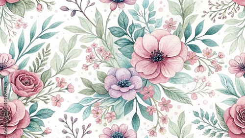 Wallpaper Mural Water Color Flower Pattern Torontodigital.ca