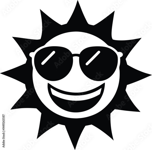 vector sun with sunglasses smiling on white 