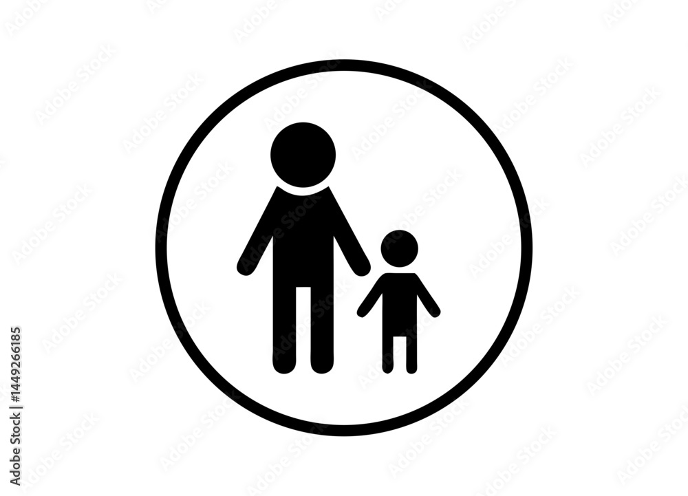 Simplistic Vector Illustration of Two Stylized Figures Inside a Circular Frame – Minimalist Design for Community, Relationship, or Care Concepts