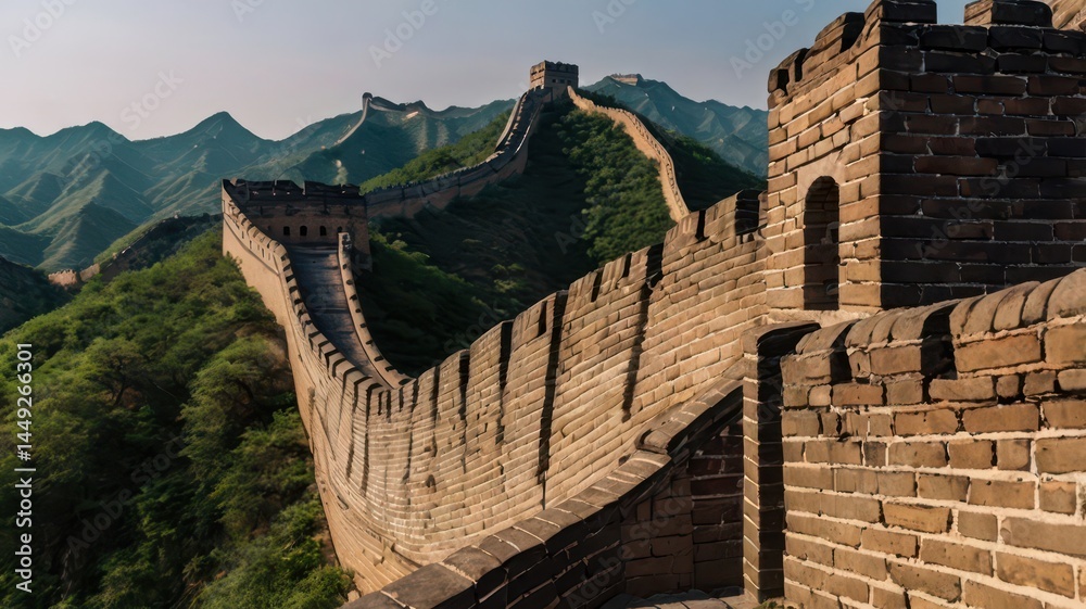 A panoramic shot of the Great Wall
