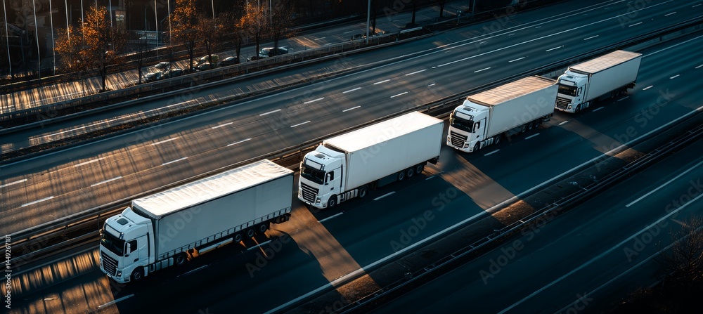 Container truck at highway. Cargo courier transport import export concept. Generative AI technology.