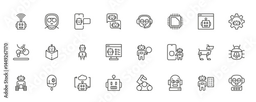 Array of minimalist robot icons