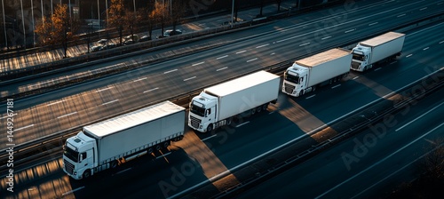 Obraz na płótnie Container truck at highway. Cargo courier transport import export concept. Generative AI technology.
w salonie