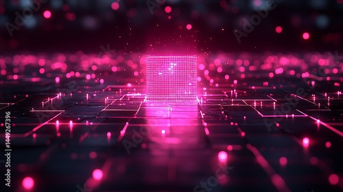Abstract pink cube futuristic network background