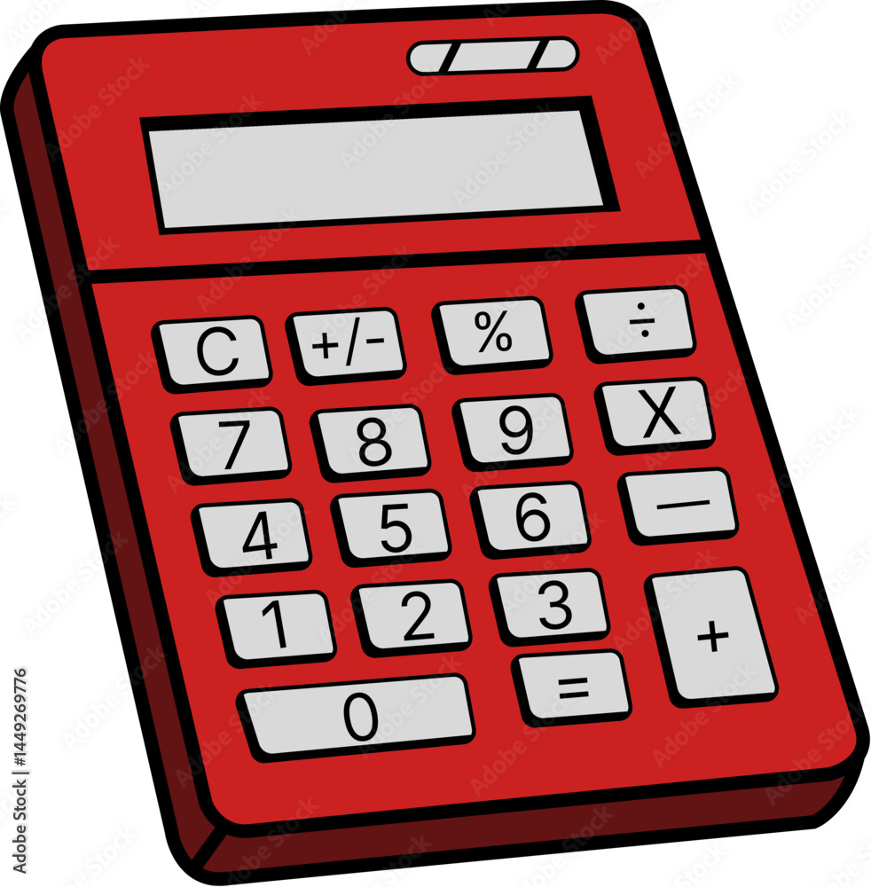 Obraz premium red digital calculator