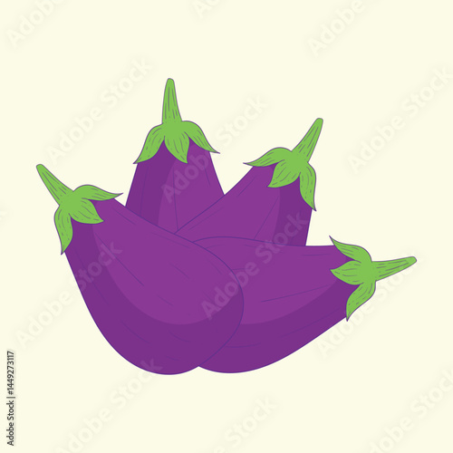 Aubergine vegetables flat design cartoon illustration