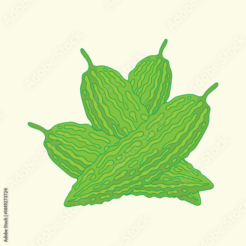 Bitter melon vegetables flat design cartoon illustration