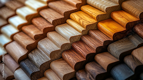 Wooden Stair Nosing Edge Trim Samples, Rounded Edges, Varied Wood Tones